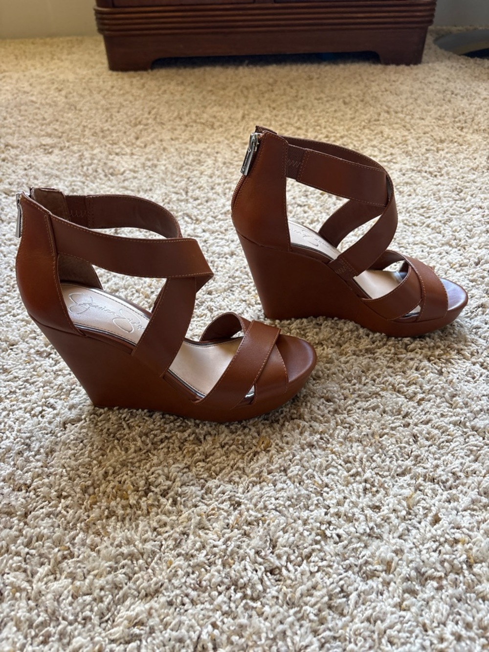 Jessica Simpson Jadyn Platform Sandals - Sz. 7.5 Lt Luggage Zip - Picture 2 of 11